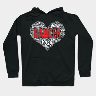 Dance Heart Shape Word Cloud Design for Dancer print Hoodie